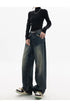 High Waist Wide Leg Jeans in Navy Blue