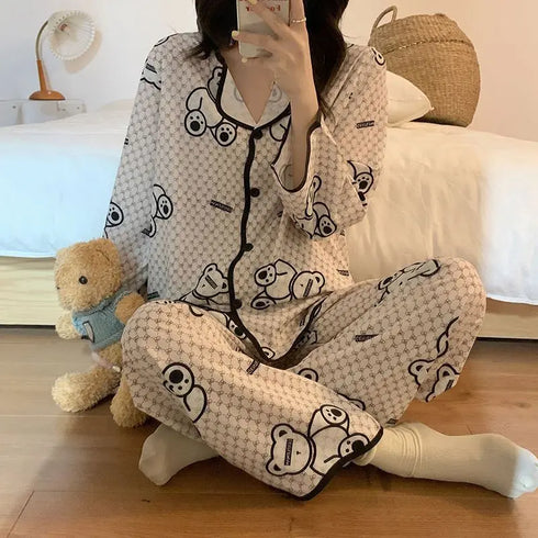 Women's Silk Satin Pyjama Set - Long Sleeve Sleepwear