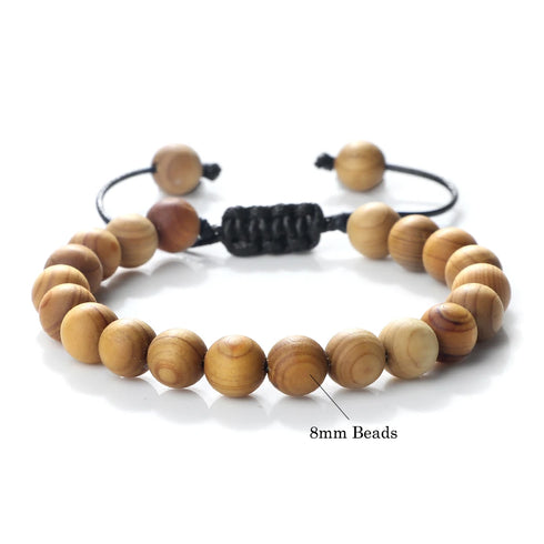 High Quality Cliff Cypress Wooden Beads Bracelets for Meditation and Yoga 10mm Handmade Stretch Jewelry