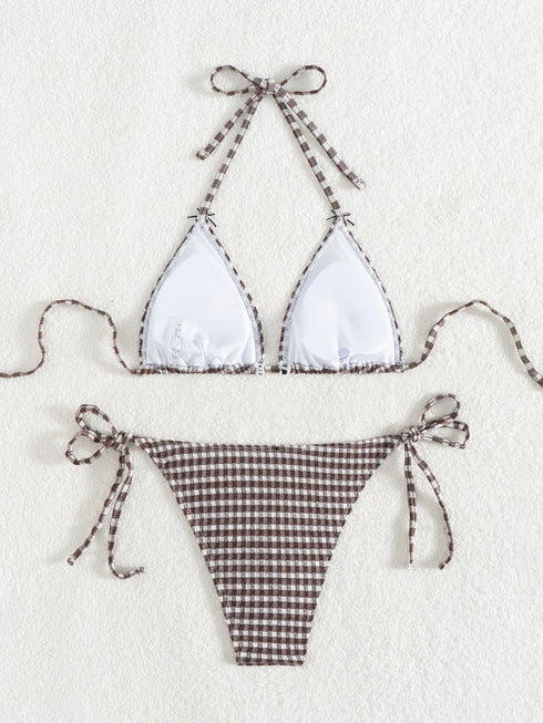 Floral Print Triangle Bikini Set with Brazilian Bottoms