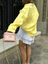 Women's Casual Yellow Long Sleeve V-Neck Blouse