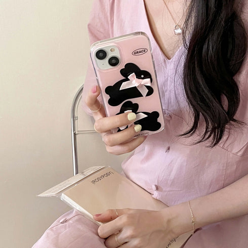 Pink IMD Rabbit Black Bunny Phone Case for iPhone