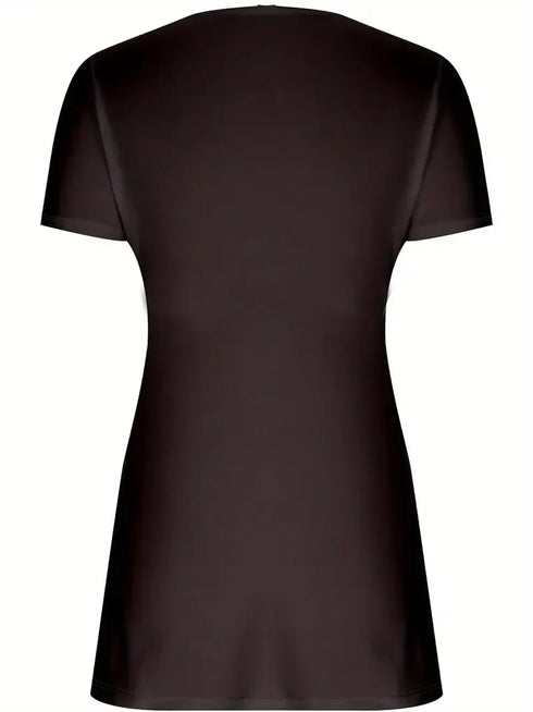 Women Plus Size 1XL-5XL V-Neck Shirt Flattering Short Sleeves Fashionable Twist Detail Premium Casual Wear for Women