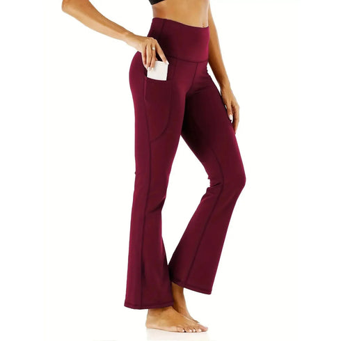 Women's High Waist Flared Pants with Pockets