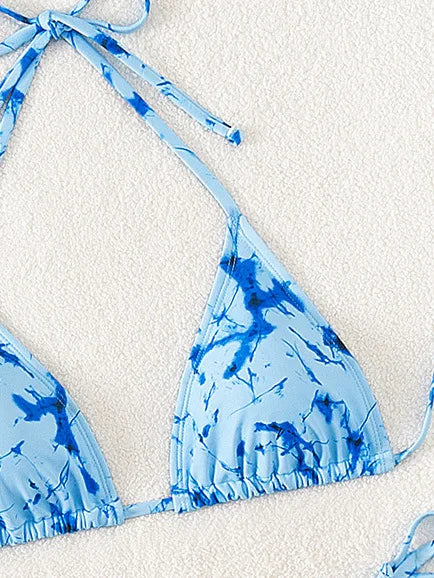 Floral Print Triangle Bikini Set with Brazilian Bottoms
