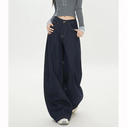 Girls High Waist Wide Leg Denim Jeans in Blue