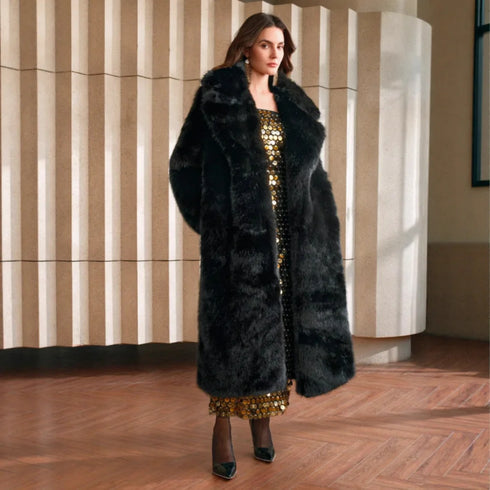 Eco Faux Fur Coat for Women - Stylish Gradient Jacket