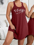 Plus Size Letter Print Sleeveless Nightgown
