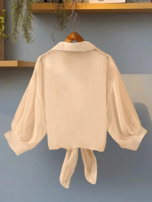 Plus Size Women Shirt 2025 New Loose Casual Skin-friendly Elegant Clothing Lightweight Long Sleeved Collared Top Fashion Blouse