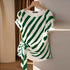 Korean Striped Short Sleeve Blouse for Women