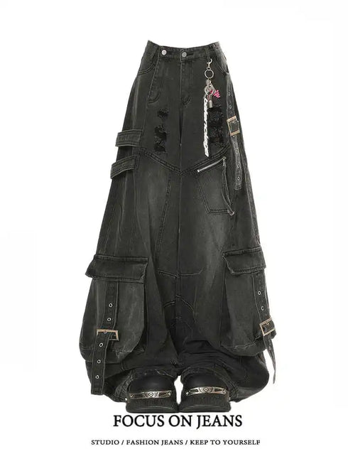 High Waisted Black Wide Leg Jeans for Women