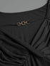 Plus Size Women's Ruffle Sleeve Slant Placket T-shirt