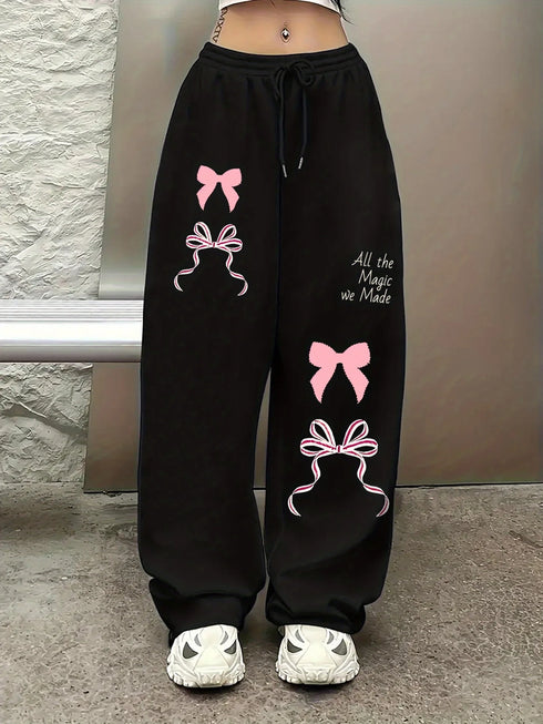 Women's Plus-Size Loose Straight Fleece Leg Sweatpants