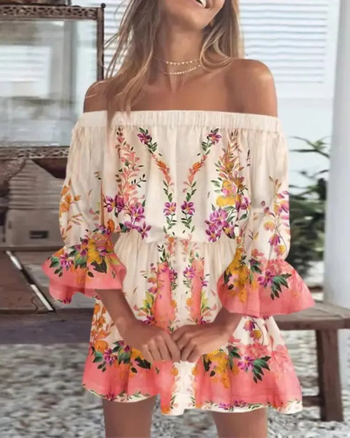 Women’s Off Shoulder Floral Blouse - Boho Summer Top