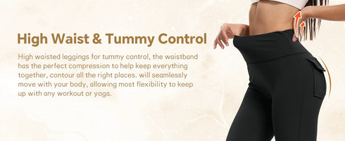 Women's High Waisted Flared Yoga Pants with Pockets