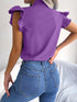 Women's Ruffle Short Sleeve Chiffon Blouse