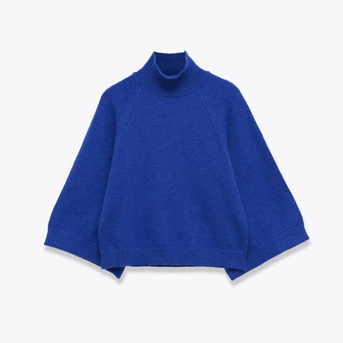 Casual Knitted Oversized Sweater with Mock Neck