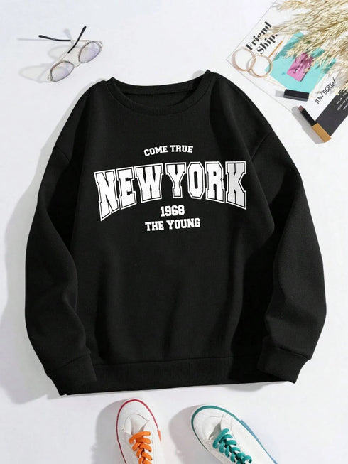 New York 1968 Women's Black Print Hoodie