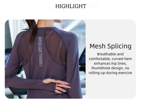 DRUR Women's Long Sleeve Quick Dry Sports Top