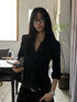 Genayooa Vintage Casual Black Shirt for Women