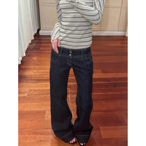 Women's Blue Baggy Straight Jeans
