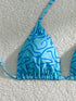 Blue Striped Adjustable Halterneck Bikini