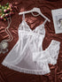 Lace and Mesh Ruffle Babydoll Nightgown