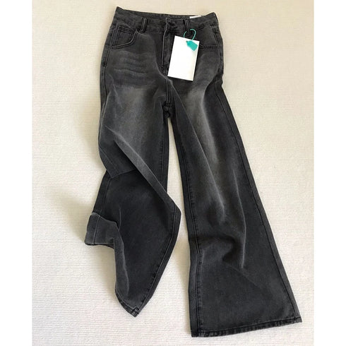 High Waist Flare Jeans in Black and Grey
