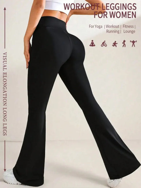 High Waist Flared Yoga Pants in Black