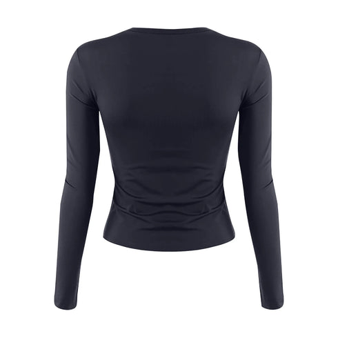 Womens Long Sleeve Bodycon Crop Top - Solid Colours