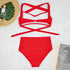 High Waist Halter Bikini Set in Red