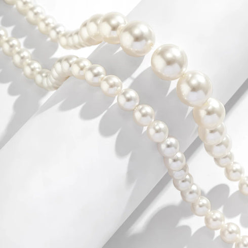Multilayer White Imitation-Pearl Choker Necklace