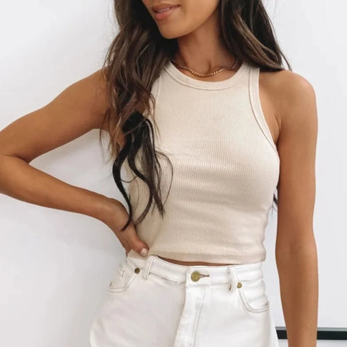Tank Tops Sexy Crop Vest Solid Off Shoulder Summer Top