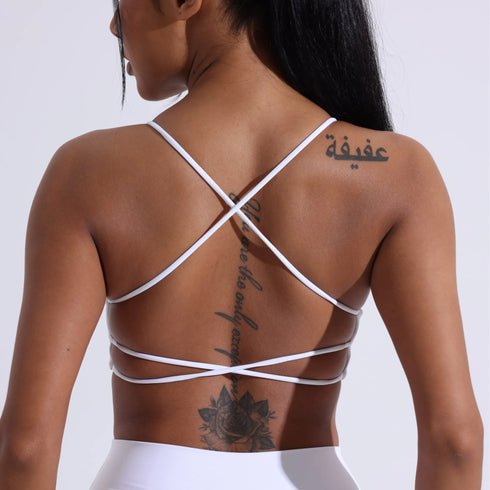 Solid Color Gym Yoga Underwear Women Cross Back Straps Fitness Bra with Chest Pad for High Strength Support and Comfort