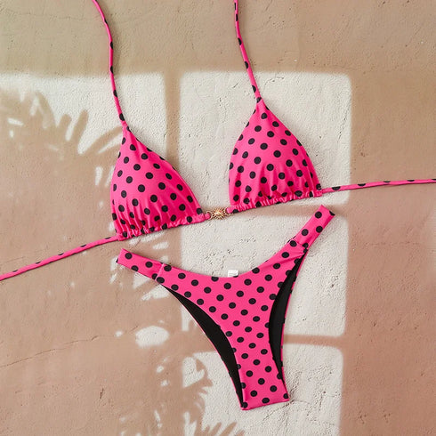 Leopard Print Triangle Bikini Set