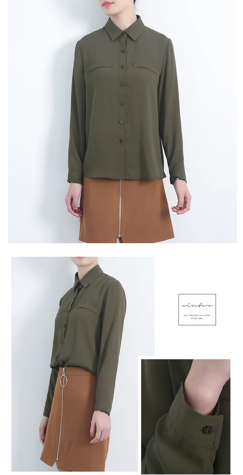 Simple Solid Color Loose Women's Chiffon Shirt Tops 2023 New Long Sleeve Casual Elegance Woman Blouses Lady Office Shirt Clothes