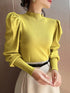 Slim Fit Turtleneck Sweater with Puff Sleeves