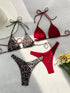 Chic Black, Brown and Red Bikini Swimsuit