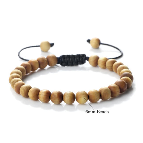 High Quality Cliff Cypress Wooden Beads Bracelets for Meditation and Yoga 10mm Handmade Stretch Jewelry
