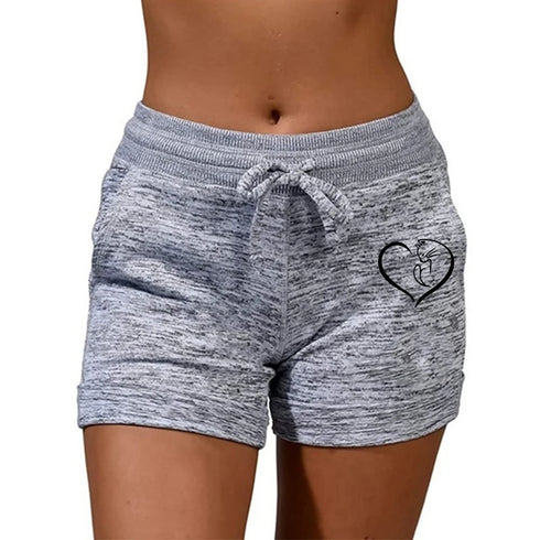 Women’s Summer High Waist Printed Sports Shorts with Pockets for Casual Fitness Running and Lounge Wear