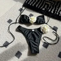 White Lace-Up Bikini Set for Women