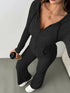 Sporty Hooded Jacket and Knitted Trousers Set