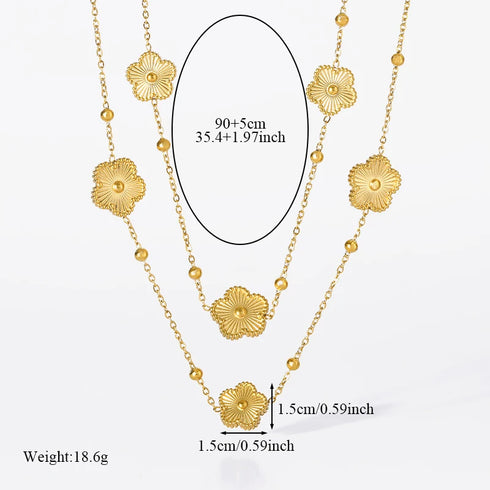 GANEMLY Gold Five-Leaf Clover Pendant Necklace