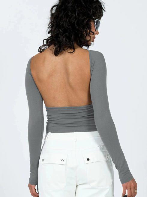 Backless White Crop Top for Women