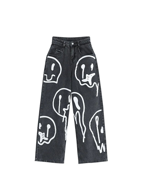 Black Loose Fit Wide Leg Denim Jeans