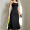 Elegant Black Backless Ruched Dress