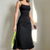 Elegant Black Backless Ruched Dress