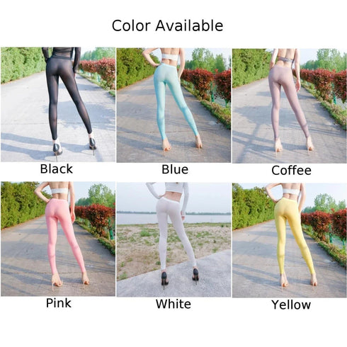 Women's Silky Sheer Leggings - High Elastic Ankle-Length