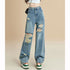 Chic Blue High Waist Loose Flare Jeans