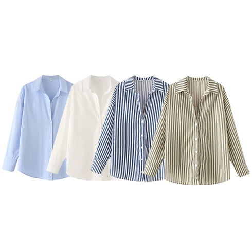 Elegant Oversized Button-Up Blouse for Women